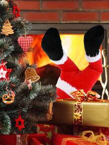 1件装圣诞树腿装饰 - 圣诞树装饰毛绒腿，可插拔，圣诞树顶饰花环装饰，可摆造型的毛绒腿，适用于圣诞树装饰、派对装饰、圣诞装饰、家居圣诞礼物、圣诞装饰品 - 彩色 - 查看 3