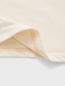 Basic Minimalist Crew Neck Double Layer Seamless Fitted Long Sleeve Top Casual Spring - Apricot - View 7