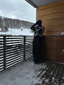 Áo len nam Manchic phong cách retro thường ngày, thời trang đường phố, chất liệu lông xù kẻ sọc không đều, phối màu tương phản, dáng rộng, thích hợp cho Giáng sinh, Năm mới, tay dài. - màu đen - Xem 6