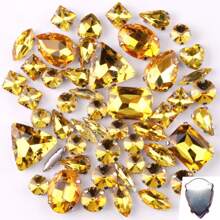 50 件/包，闪光混合形状玻璃水钻，银色金属平底，混合形状手工缝制水钻，用于衣服平底工艺宝石水晶缝制水钻带爪，DIY 配件用于装饰衣服、连衣裙、包、鞋子、胸针、耳环、手工艺品