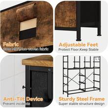 Cómoda de Dormitorio con 12 Cajones - Organizador de Almacenamiento con Estructura Metálica, 5 Bolsillos Laterales, 2 Ganchos y Tapa de Madera, para Armario, Habitación o Sala - Marrón - Ver 8