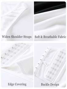 Women Side Button Sports Bras Chest Binder Bra Workout Tops Gym Clothes Women Breast Binder Good Binding Compression Underwear Bra Wireless Bralette Intimates Gym Tank Top Elastic Compression Shirt Active Wear Training Activewear Exercise Corsets Elastic Flat Chest Compression Corsets Shockproof Running - White - View 3