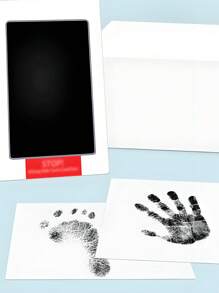 2pcs Newborn Souvenir Ink Pad For Footprints And Handprints Wash-Free Ink Pad/Can Be Used As Baby Souvenirs/Pet Footprint Souvenirs/Christmas/Thanksgiving/Easter/New Year Gifts Contains 4 Sheets Of White Cardstock - Black - View 4