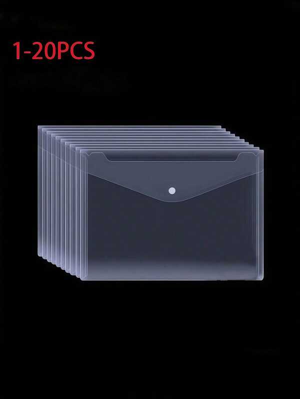 Tamanho A5/A4, pacote com 10/20 peças, pasta de plástico, pasta transparente reutilizável à prova d'água com botão, adequada para volta às aulas, material escolar, escola, sala de aula, biblioteca, professor, aluno, escritório, casa, estudo, homens, mulheres, advogado, secretária, negócios, material mais grosso, presente de Natal, Halloween