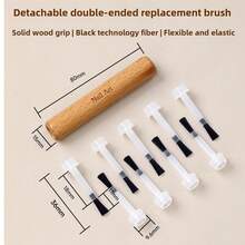 Nail Art Double Head Nail Polish Brush 50 Pieces Refillable Disposable Nail Polish Brush Solid Wood Round Head Bristle Brush Replaceable Brush Head Small Parts, Delicate Bristle Brush, Double Head Replaceable, Essential Nail Art Tools, Suitable For Men And Women Of All Ages - trắng - Xem 4