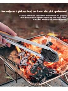Szczypce do jedzenia ze stali nierdzewnej, dębowe, koreańskie szczypce do grilla, szczypce do steków z drewnianym uchwytem, bardzo długie szczypce do grilla, odpowiednie do hoteli/domu/na zewnątrz/do ogrodu/na grilla, na Boże Narodzenie i Halloween