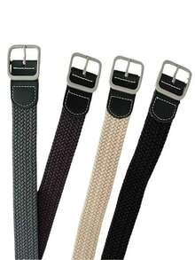 1 条女士方形扣编织腰带 夏季、秋季、万圣节 - 黑色 - 查看 2