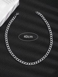 1pc 16/20/24 Inch Boys' Punk Hip-Hop Silver NK Chain Necklace, Stainless Steel Material, Suitable For Children Boys & Girls Fashion Streetwear Daily Decoration - Silver - View 5