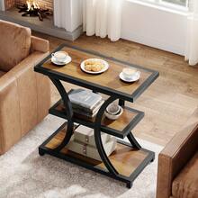 Tribesigns 3-Tier End Table With Storage, Industrial Side Table With Geometric Metal Design, Nightstand For Small Spaces, Living Room, Bedroom, Or Study Room - Rustic Brown - View 8