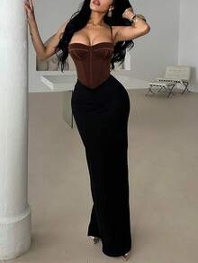 Apperloth A Top corto de mujer con cordones y calado al estilo Y2K. Top corset con calado de malla, apropiado para fiestas de verano y festivales - Blanco y Negro - Ver 11