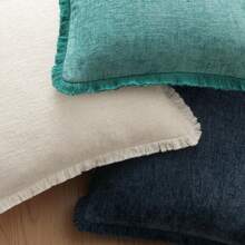 1 件装饰性波西米亚农舍抱枕套，柔软舒适的沙发靠垫套，带流苏雪尼尔饰边 - 藍色 - 查看 5