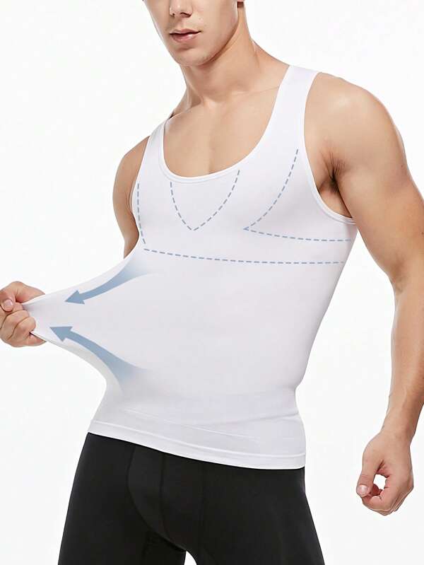 Tummy Control Shapewear Vest For Mens Love Handles Compression Tank Top Body Shaper Shirt Underwear Undershirts Seamless Shaping Top