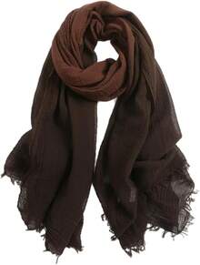 Lightweight Summer Scarf Light Shawl Wrap Linen Feel Scarves For Men And Women - 棉棕色漸層色 - 查看 1