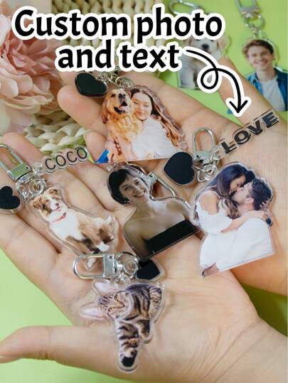 Llavero personalizado con fotos/texto, llavero de acrílico personalizado, encantos personalizados para bolsos, llaveros personalizables con fotos para mujeres/hombres, regalos de cumpleaños, aniversario, decoración de dormitorio, fotos de mascotas/pareja/familia, Halloween, Día de San Valentín, novia, novio, amigos, padre, estudiantes, madre, regalos únicos