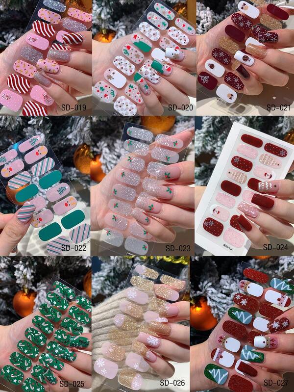 One Piece/Set Of Fully Wrapped Christmas Element Nail Art Stickers With Self-Adhesive Waterproof Nail Polish Strips For Decorating Nails, Suitable For Nail Art Decoration Stickers For Children And Adults