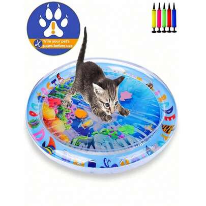 Thảm chơi nước cho mèo dày, chống trượt, được nâng cấp, thảm chơi nước mát độc quyền cho mèo trong nhà, đồ chơi tương tác cho mèo, cho phép mèo chơi một mình.