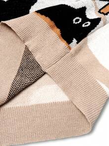 Áo len chui đầu dáng rộng unisex Andreilee Thu/Đông, màu trơn tối giản, họa tiết hoạt hình khảm, trang phục đi học, phong cách Âu Mỹ. - màu nâu - Xem 8