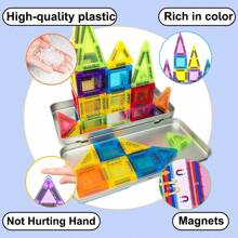 Miniaturowe płytki magnetyczne, 24/36 elementów magnetycznych klocków w żelaznym pudełku, magnetyczne zabawki w rozmiarze podróżnym, zestaw konstrukcyjny STEM do podróży dla chłopców i dziewcząt w wieku 3+