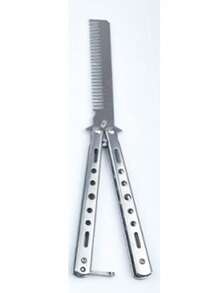 1pc Round Handle Unsharpened Butterfly Training Knife, Comb, CS:GO Outdoor Training Knife, Folding Training Comb,Back To School,Travel Holiday Essentials,Hair Accessories For Women - Multicolor - View 16