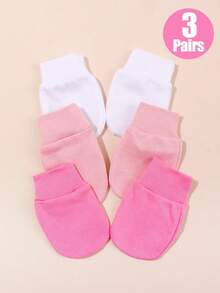 3 Pairs Newborn Anti-Scratch Mittens - Multicolor - View 5