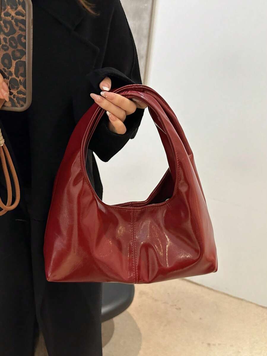 女士时尚纯色 PU 皮革手提包，适合派对、街头、旅行、休闲
