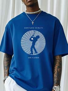 Camiseta Negra Gustavo Cerati con Diseño Único de Silueta Artística | Estilo Retro y Moderno para Fans de Música | Ideal para Festivales y Eventos Urbanos |  Top en Moda Masculina - Azul - Ver 2
