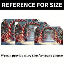 1 Christmas Holiday Background With Candy Cane Arch, Snow Scene, Red And White Striped Poles, Perfect For Home, Party, Event Decorations, Photo Shoots, Christmas Decorations, Birthday Parties, And Home Garden Courtyard Decorations. - Multicolor - View 3