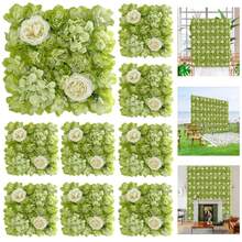 1/10Pcs Flower Wall Panel, Suitable For Flower Wall Backdrop, 9.8*9.8 Inch Pink Artificial Rose Hydrangea Artificial Flower Panel Artificial Flower Background, Suitable For Wall Decoration, Party And Wedding Decoration, Bride Gift/Baby Gift Decoration