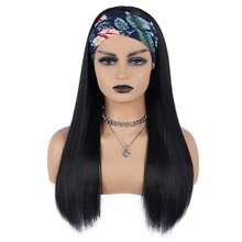 bling hair Perruques bandeau, perruques lisses en cheveux humains pour femmes, perruques sans colle, densité 180 %, sans dentelle, perruques brésiliennes en cheveux humains, couleur naturelle - Noir - Voir 10
