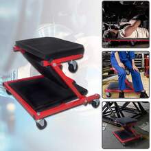 2 In 1 Folding Mechanics Car Creeper, 36-Inch Heavy-Duty Convertible Stool Crawler Board With 6 Rotatable Wheels – 2-In-1 Folding Workshop Creeper - Black - View 8