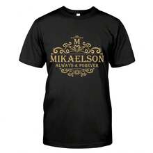 Vampire Diaries T-Shirt Mikaelson  And Ever Shirt Original Vampires Mystic Falls  Saatore Brothers Shirts Fans TopT-Shirt  220g Cotton Crew Neck Top With Gentle Be Yours Typography And Pastel Color Design,Subtle Y2K Meets Natural Style, I For Young Wo Seeking A Calm,Great Gift For A Gentle Soul,Casual Yet Elegant Daily Wear For Garden Walks, Coffee Dates, Art Museums, Or Reading Nooks - 黑色2 - 查看 1