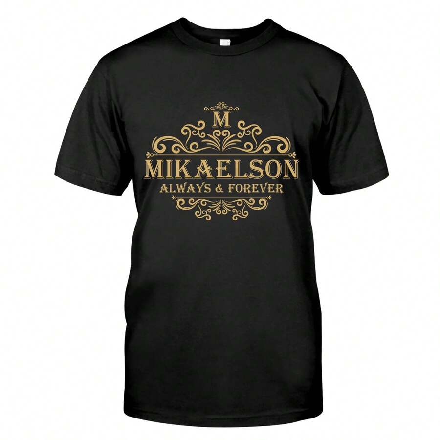 Vampire Diaries T-Shirt Mikaelson  And Ever Shirt Original Vampires Mystic Falls  Saatore Brothers Shirts Fans TopT-Shirt  220g Cotton Crew Neck Top With Gentle Be Yours Typography And Pastel Color Design,Subtle Y2K Meets Natural Style, I For Young Wo Seeking A Calm,Great Gift For A Gentle Soul,Casual Yet Elegant Daily Wear For Garden Walks, Coffee Dates, Art Museums, Or Reading Nooks - 黑色2 - 查看 1