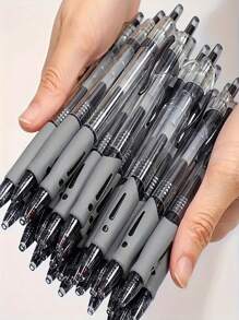 20pcs Black Retractable Ballpoint Pens, 0.5mm Black Ink Gel Pens, Smooth Writing, Suitable For School, Home, Office, Diary, Note-Taking, Versatile Color And Style