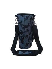 1 pièce Porte-gobelet portable de type sangle avec sangle réglable, sac isotherme pour bouteille d'eau, étui pour bouteille, support pour téléphone portable, accessoires pour boissons, sac de transport pour bouteille d'eau de plein air (direction de la fermeture éclair aléatoire)