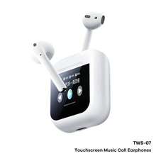 REMAX سماعات أذن ريماكس تعمل باللمس للموسيقى والمكالمات، نوع C، وقت الاستعداد 50 ساعة، شاشة لمس ملونة كاملة LCD، صغيرة الحجم، سماعات أذن لاسلكية بتقنية بلوتوث، للركض والرياضة والتنزه، باللون الأبيض