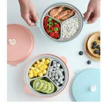 304 Stainless Steel Children's Dinner Plate Cartoon Grid Student Baby Tableware Rice Bowl Fast Food Plate - Multicolor - View 11