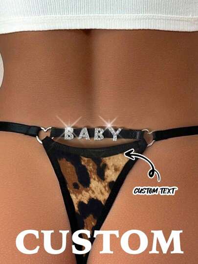 1pc Personalized Color Contrast Fun A Rope For Women T Underwear, Love Ring Stitching Low Waist Fitness Thong, Custom English Letters, Personalized, Unique, Custom Treasure Discovery, Personalized Gift, Thong Ideal Gift For Girlfriend Living Room, Bedroom, Anniversary, Birthday, Custom Underwear On The Letter, Low Waist Thong Custom English Content