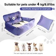 HAZOOWILL Hazowill 小型犬户外旅行汽车增高座椅、汽车旅行座椅、狗床、猫床、宠物垫、可拆卸保暖枕头、二合一狗屋,适用于贵宾犬、吉娃娃、比熊犬 - 彩色 - 查看 23
