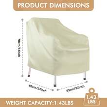 Outdoor Furniture Covers Waterproof Chair Covers,Patio Furniture Covers Waterproof, Basics Outdoor Patio Chair Cover Waterproof, Anti-UV Outdoor Chair Covers, Durable Outdoor Furniture Cover, Set Of 2, Khaki, 33"L * 34"W * 31"H
