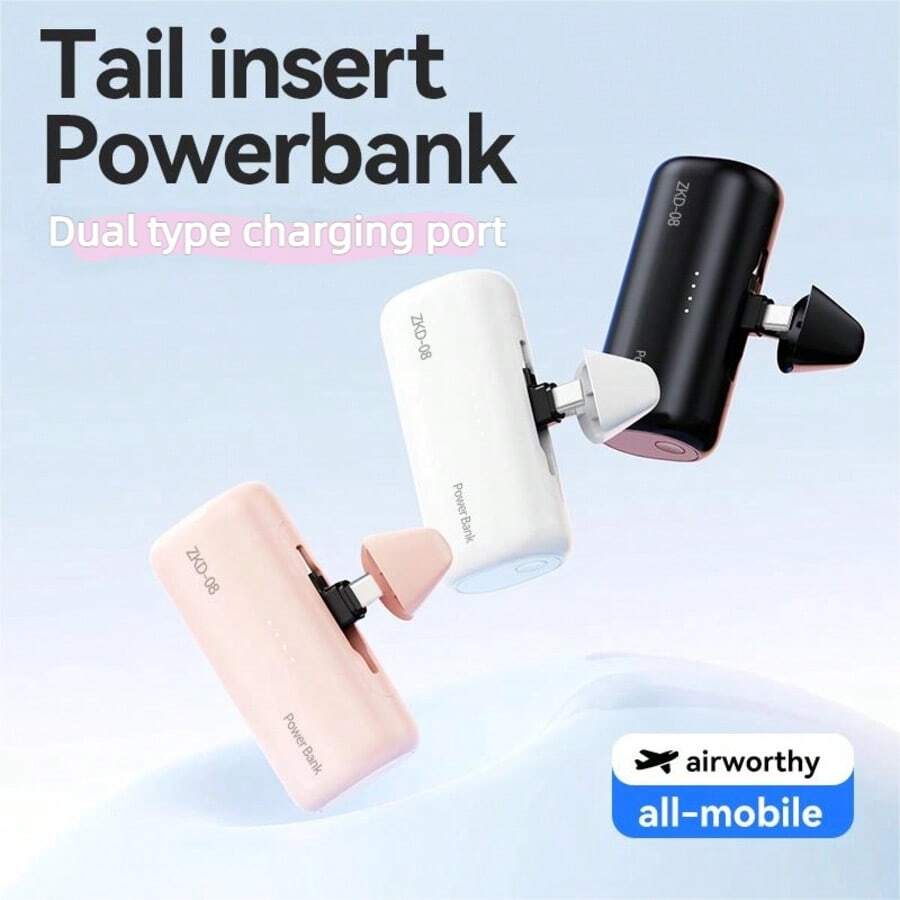 Sạc dự phòng mini 5000mAh, Pin sạc dự phòng siêu nhỏ cho điện thoại di động khi du lịch, Phù hợp với 15/15 Plus/15 Pro/15 Pro Max/Dành cho iPad Pro/Dành cho Samsung Android, v.v., Pin dự phòng khẩn cấp bỏ túi, Pin dự phòng di động USB, Quà tặng Pin dự phòng mini nhỏ gọn, Giao diện chuyển đổi xoay 90 độ, Phù hợp với mọi điện thoại di động, Phích cắm đuôi nguồn điện di động, Vật dụng thiết yếu khi đi du lịch, Phù hợp với bộ sạc Thích hợp cho kỳ nghỉ hè, Du lịch/Cắm trại ngoài trời và Nguồn điện dự phòng khẩn cấp Quà tặng cho gia đình, bạn bè, sinh nhật - trắng - Xem 1