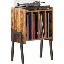 Record Player Stand Record Storage Table End Table With Vinyl Holder Display Shelf Side Table Turntable Stand Nightstand V1TB01BB045 - Nâu mộc mạc - Xem 1