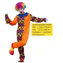 Halloween Weihnachten Outdoor Party Event Erwachsenen Clown Kostüm Bühnen-Make-up Ball Performance Kostüm Männer und Frauen Kleidung Set, verschiedene Stile des fröhlichen Clown Kostüms, Erwachsenen lustiges Rollenspiel Clown Set, nur Kleidung, keine Requisiten Bunte Perücken/Masken/Handschuhe/Schuhe
