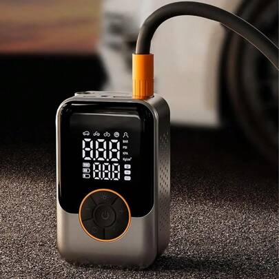 SUITU Gonfleur de pneu portable, compresseur d'air 150 PSI rechargeable par USB, mini pompe à air portable pour pneus avec manomètre numérique et lampe de secours à LED pour moto, vélo, ballon de basket, accessoires automobiles, cadeaux