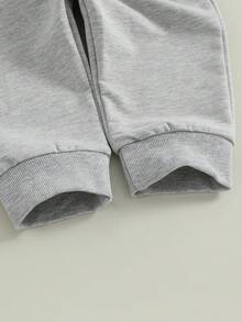 Toddler Baby Boys Fall Winter Outfit Fashionable Tool Cart Print Long Sleeve Sweatshirt Pullover Tops With Solid Color Pants 2 Pcs Outfits - Beige - View 9