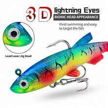 7.5cm 13.5g Soft Lure Jig Head, Fishing Lure, Bionic Fake Bait For Sea Bass Boat Fishing, T-Tail Soft Fish Bait