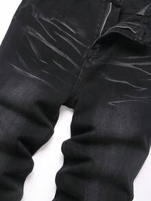 Retro Straight Leg Jeans For Teen Boy, European And American Style - Black - View 3