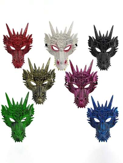 Bunte Drachenmaske - leichte, geruchslose 3D-Charaktermaske aus Kunststoff für Kostümpartys, Bühnenauftritte, Fotoshootings als Geschenk zu Halloween und Weihnachten