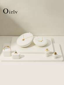 Oirlv 全白色高端珠宝展示道具，奢华项链、戒指手链展示柜，珠宝展示架，适合男女情侣戒指、手链、项链及商场展示。 - 米色 - 查看 2