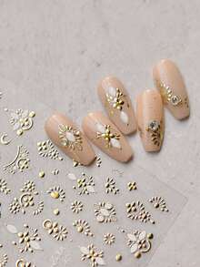 Beautizon Nailartlab 1张5D图腾浮雕美甲贴纸，DIY Y2K风格美甲沙龙贴纸，自粘美甲用品，美甲沙龙用品 - 彩色 - 查看 1
