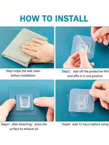 Double Claw Transparent Adhesive Hooks, Strong Adhesive Damage-Free No-Drill Wall Hanging Clips For Bathroom, Kitchen Racks - Multicolor - View 3